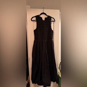 Madewell Black Textured Sleeveless Bubble Dress The Melody Hem Smocked